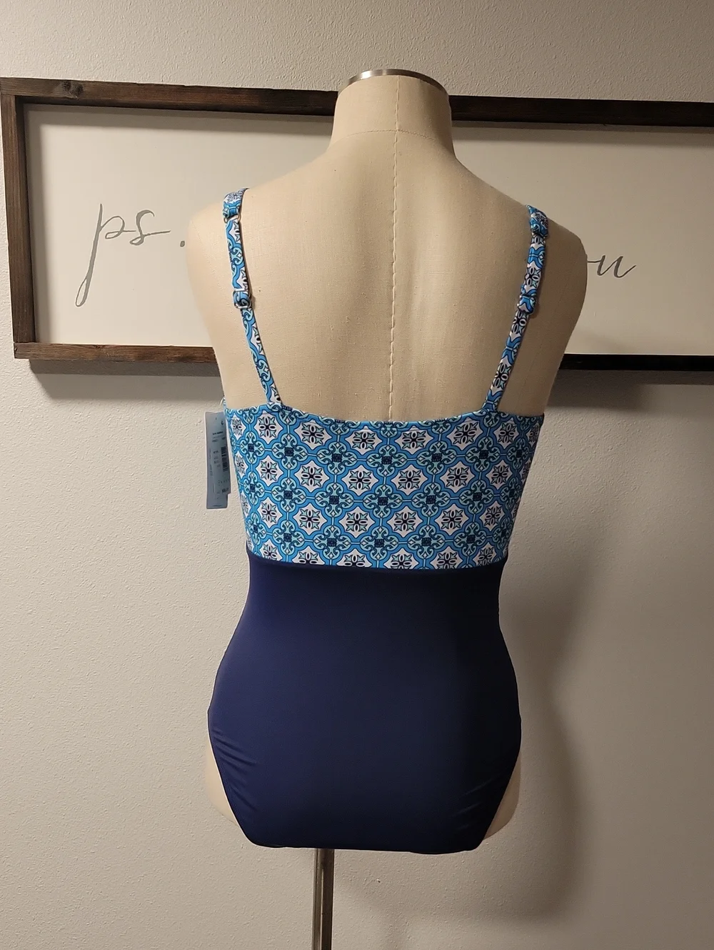 Swim Solutions surplice criss cross one piece swimsuit, NWT